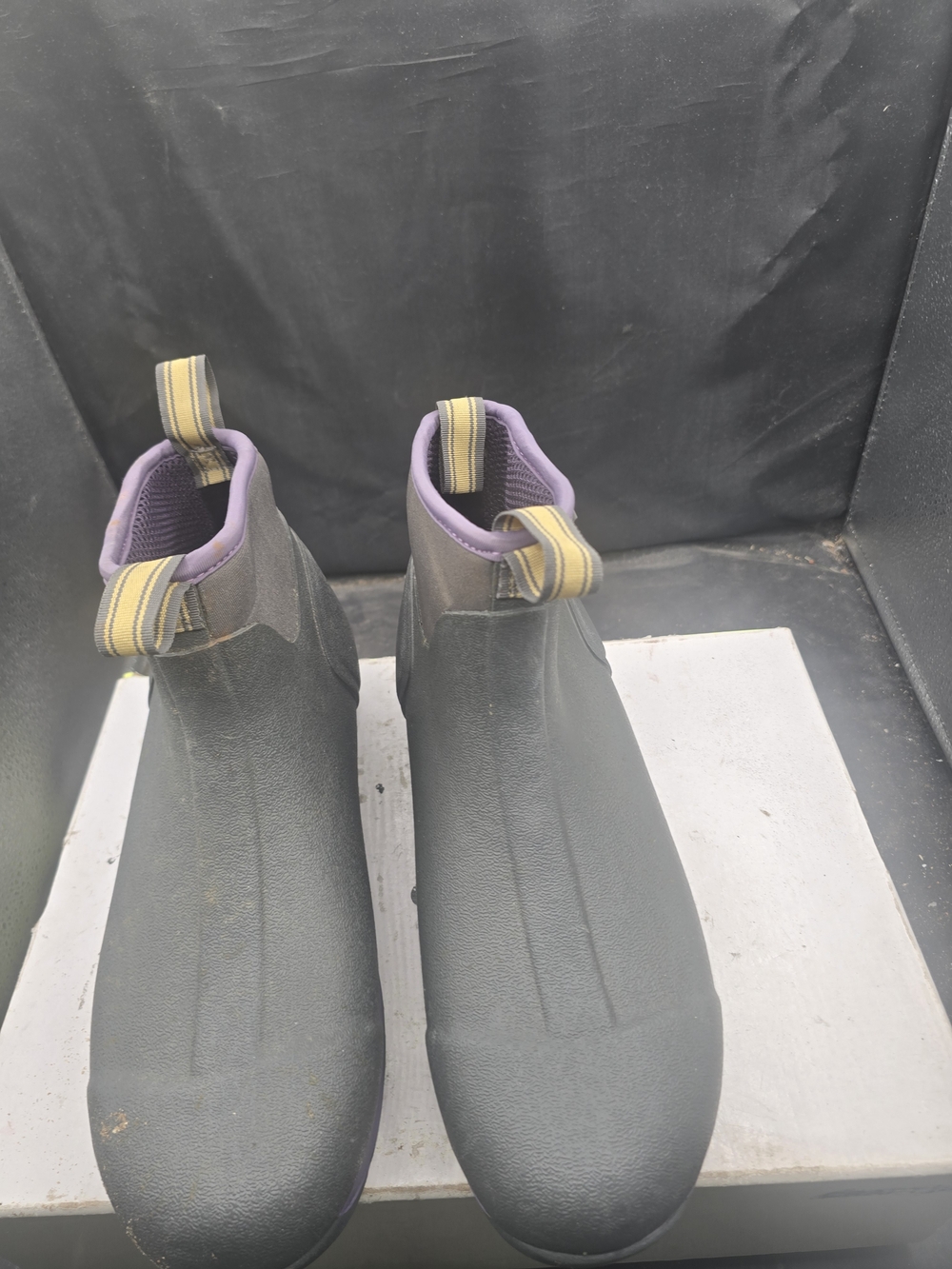 Purple-Trim Waterproof Slip-On Rain Boots‎